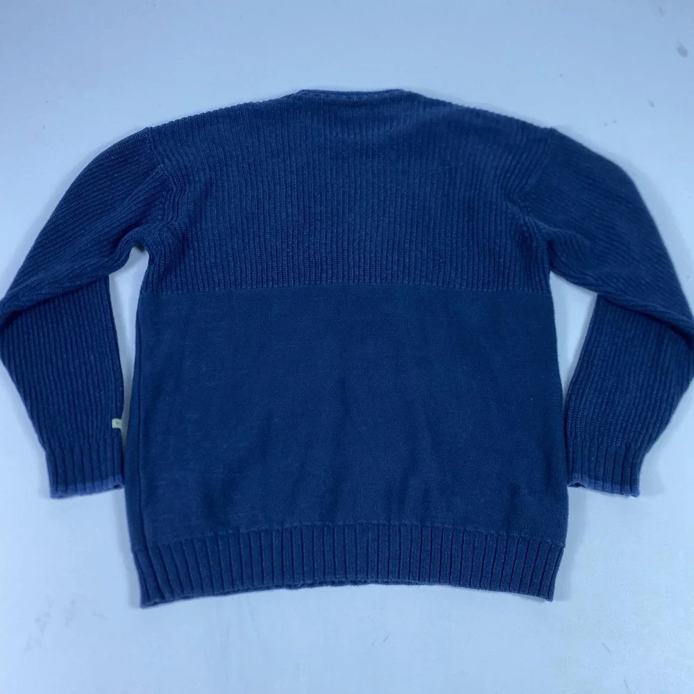 Columbia Sweater Mens XL Blue Cotton Crewneck Textured Rib Knit Pullover Casual